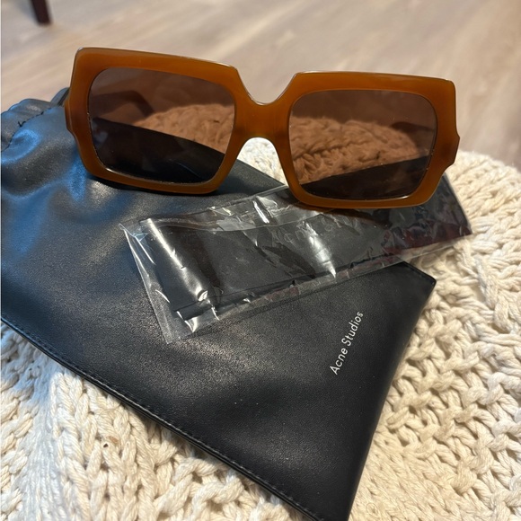 Acne Brown Rectangle Sunglasses - Picture 1 of 6